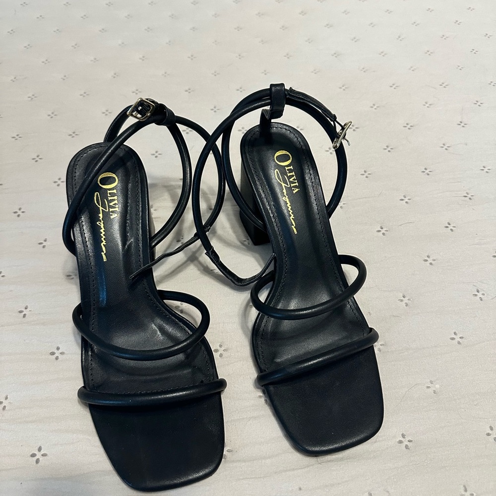 Lina Black Strappy Women's Heels